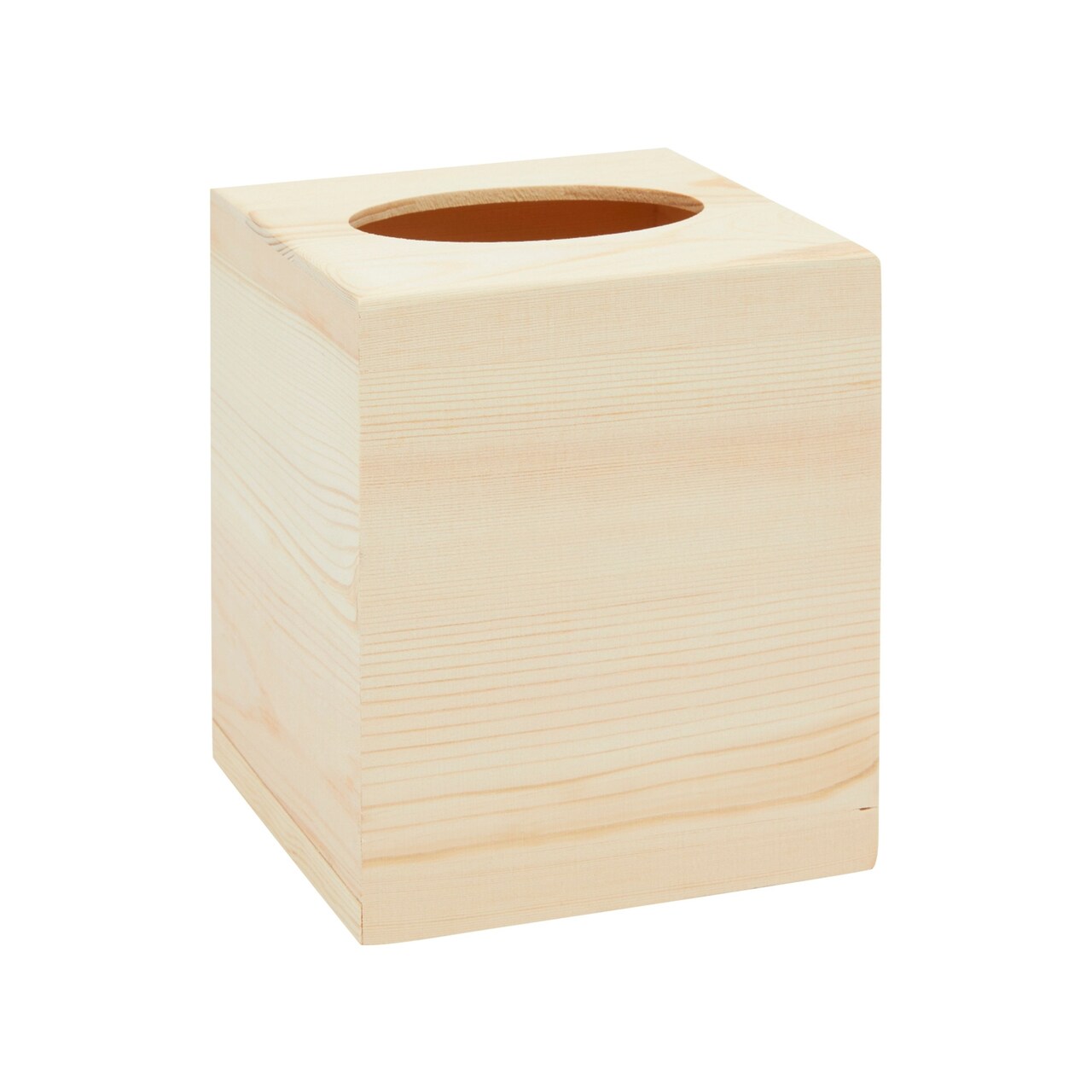 Unfinished Wooden Tissue Box Cover, Square Wood Holder for Home (5 x 5 x 5.8 In)